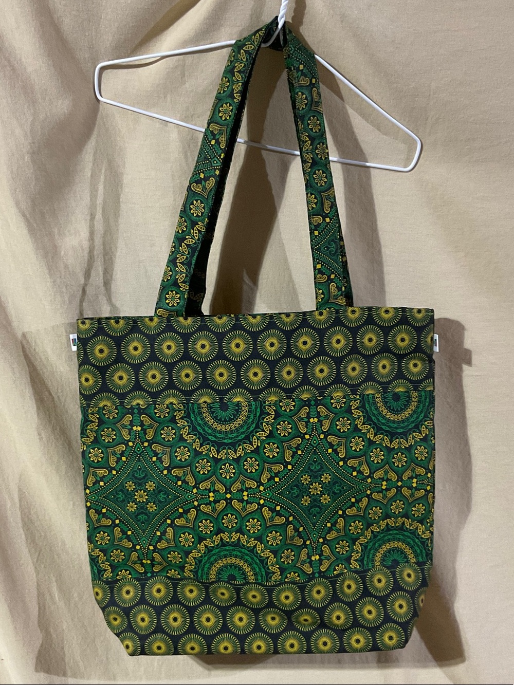 Green and Yellow Patterned Tote Bag